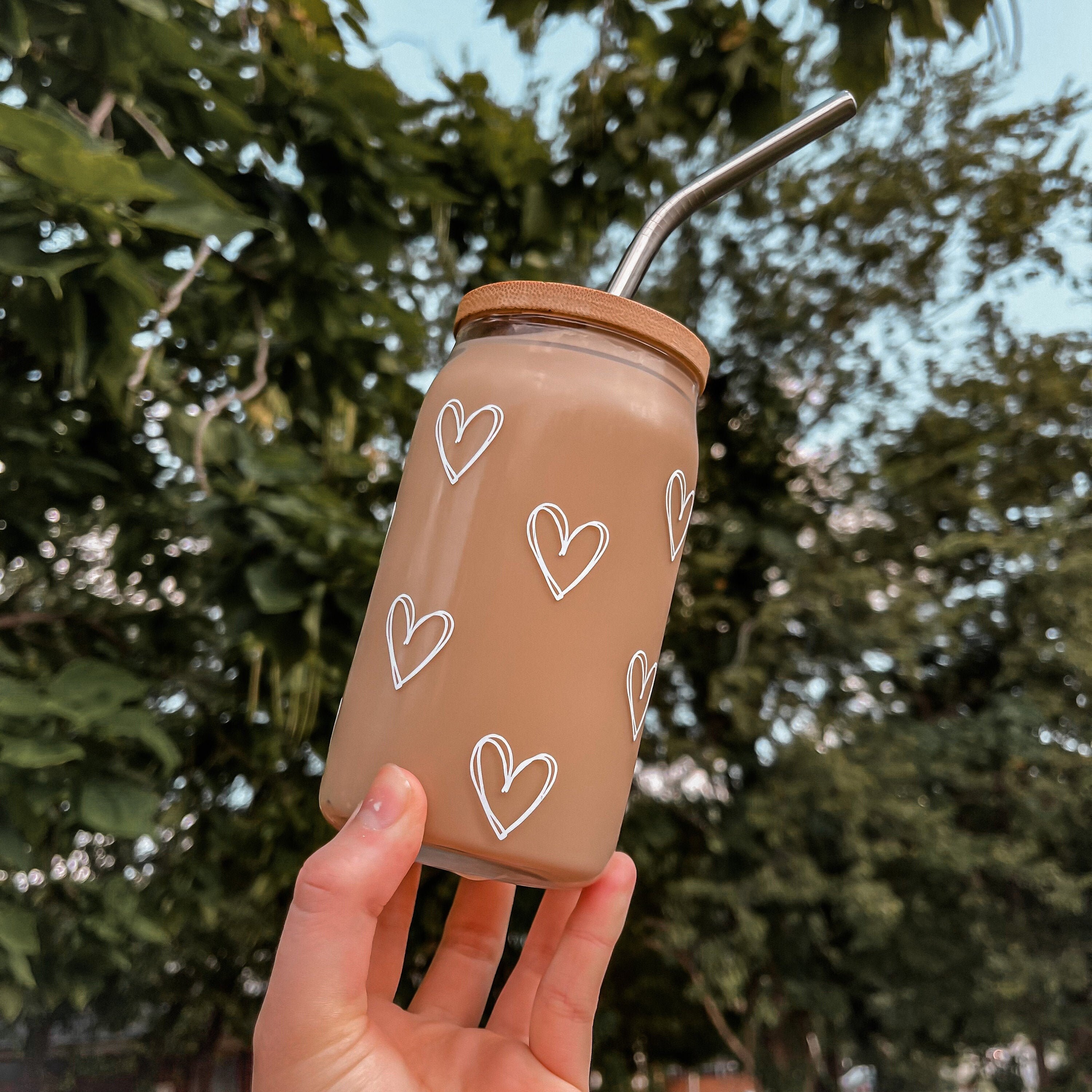 Hearts Glass Cup, Beer Glass Can, Glass Coffee Cup, Soda Glass Can, Glass  Can, Iced Coffee Glass, Aesthetic Glass Beer Can, Beer Glass Cup