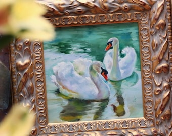 Origineel kunstwerk Zwanen van de rivier de Avon