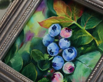 Bosbessen plukken | Ingelijst origineel kunstwerk