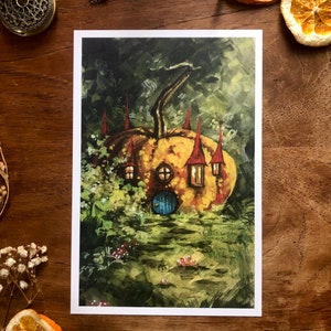 Pumpkin Cottage Art Print