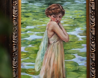 Lily Pad Faerie Ingelijst origineel kunstwerk