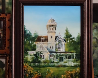 Origineel ingelijst origineel kunstwerk van The Owens' House