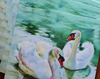 Zwanen van de rivier de Avon | Gicleekunstafdruk