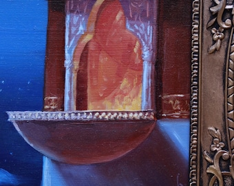 Jasmines balkon ingelijst origineel kunstwerk