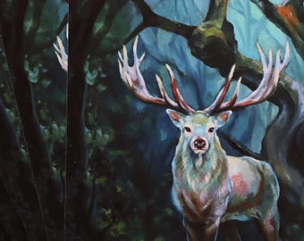 Het witte hert | Gicleekunstafdruk