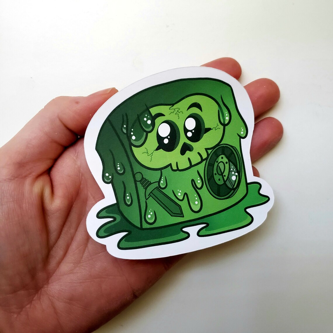 Cute Gelatinous Cube Dnd Glossy Sticker Etsy