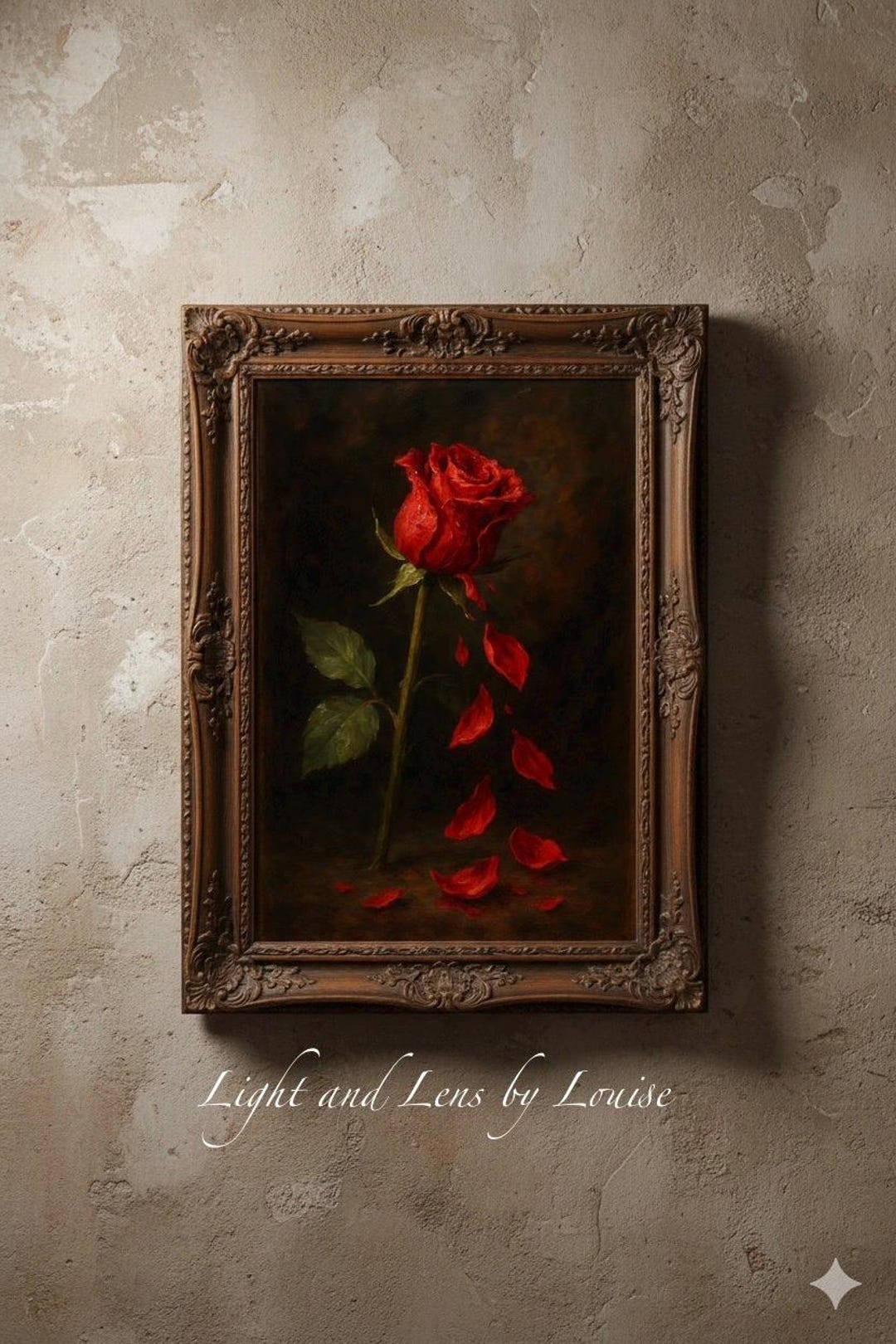 Dark Red Rose Printable Wall Art | Gothic Floral Art Digital Download ...