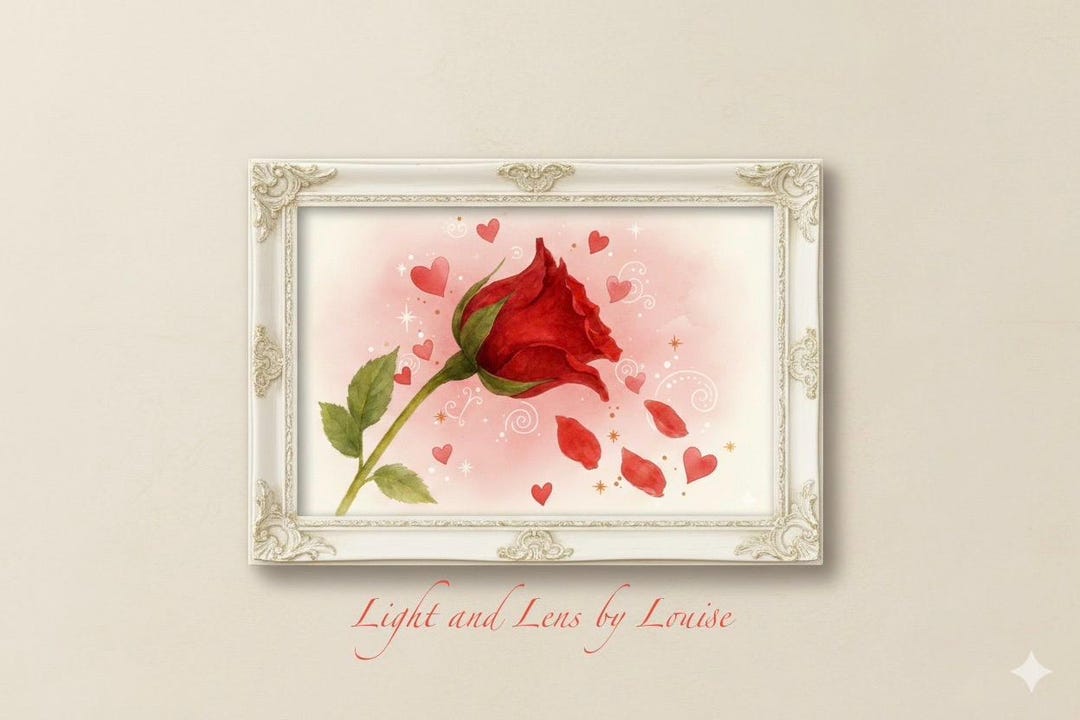 Romantic Red Rose Wall Art Printable | Valentine Rose Watercolour ...