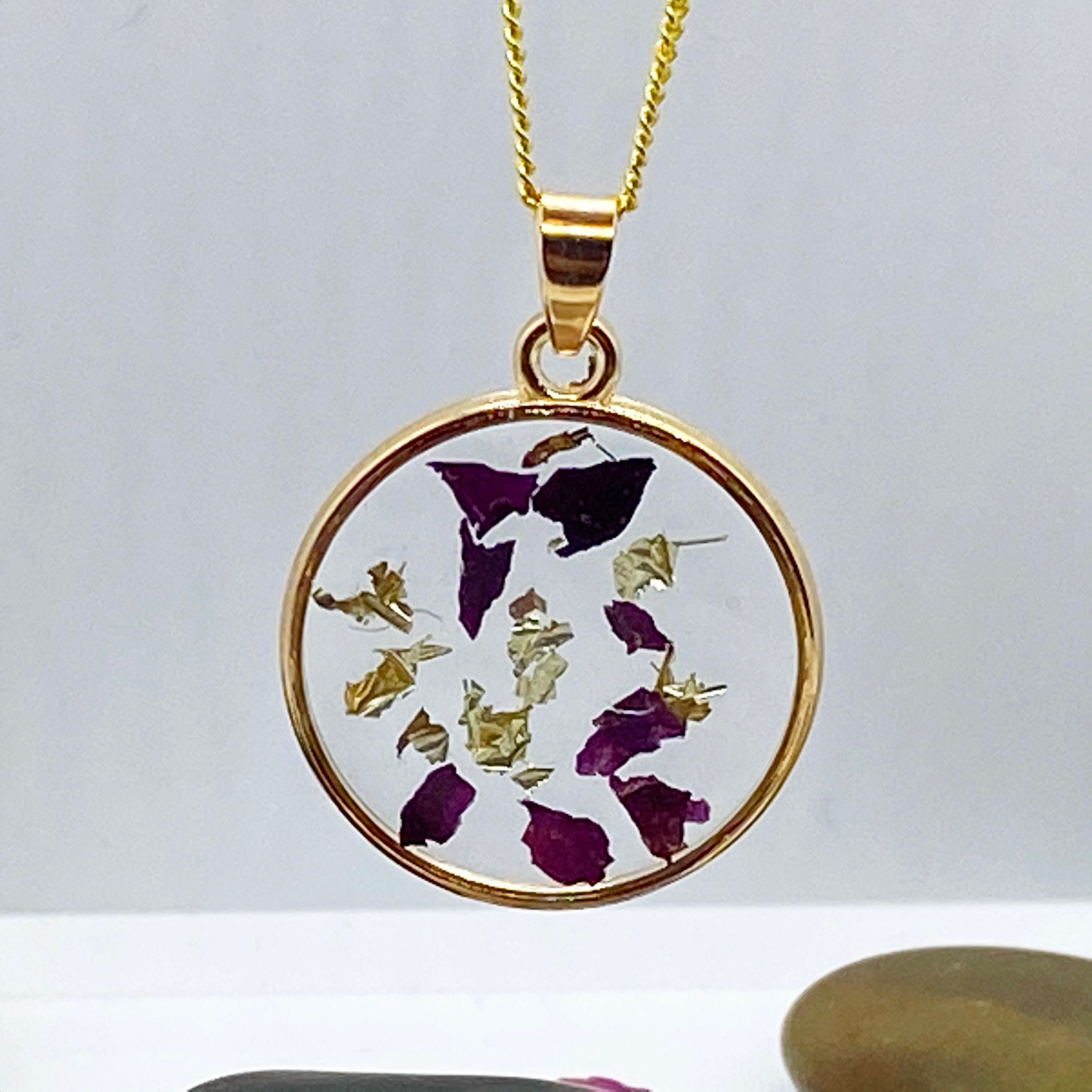 ROSE PETAL NECKLACE real dried rose petal handmade resin Etsy