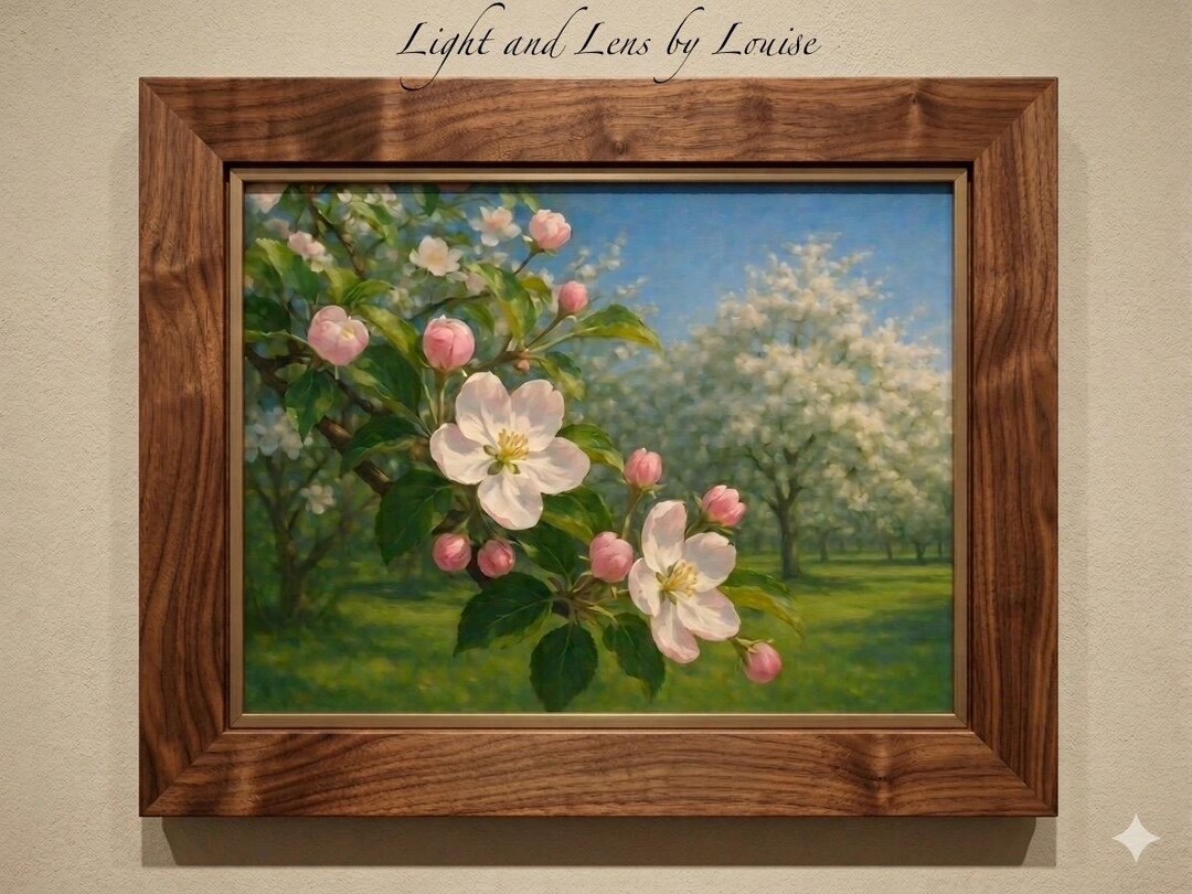Spring Apple Blossom Wall Art Print, Floral Orchard Painting ...