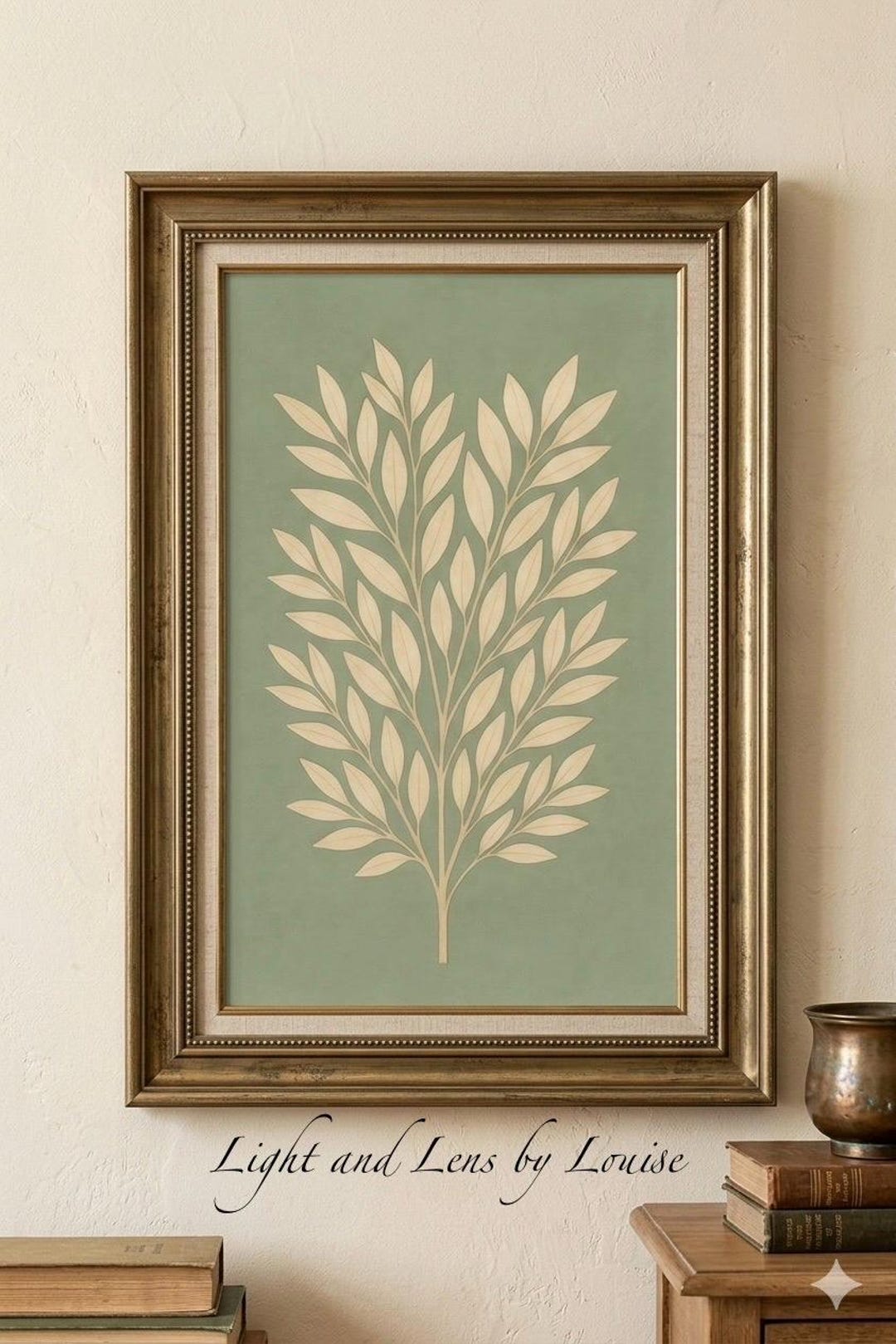 Minimalist Botanical Printable Wall Art, Sage Green Neutral Leaves ...