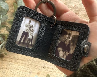 Custom Photo Keychain, photo gift- Best friend gift, husband cute anniversary birthday gift ideas- faux leather