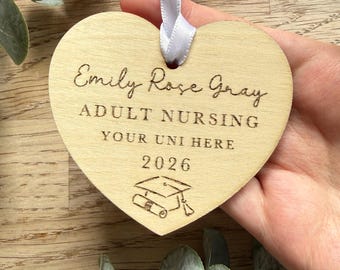 Personalised Graduation Gift | Wooden Heart Keepsake | Bottle / Gift Tag