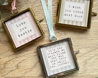 Mini Metal Rustic Vintage style custom quote Frame print: Elegant Gold or Silver Keepsake (5x5cm)