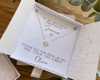 Bridal Party Necklace gift,  silver/ gold plated dainty necklace bridesmaid, mother of the bride gifts