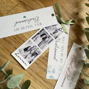 Bridesmaid Proposal Card, Will You Be My Bridesmaid Polaroid Photo Strip card. Personalised Bridesmaid Maid of Honour Gift 4cm x 12cm