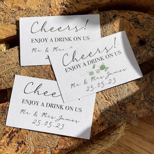 Personalized Drink Tokens, Wedding Bar Vouchers, Party Accessories (6.5x4cm)