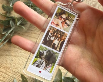 Custom Photo Keychain, photo gift- Best friend gift, Polaroid Photo Booth strip 3.3x8cm