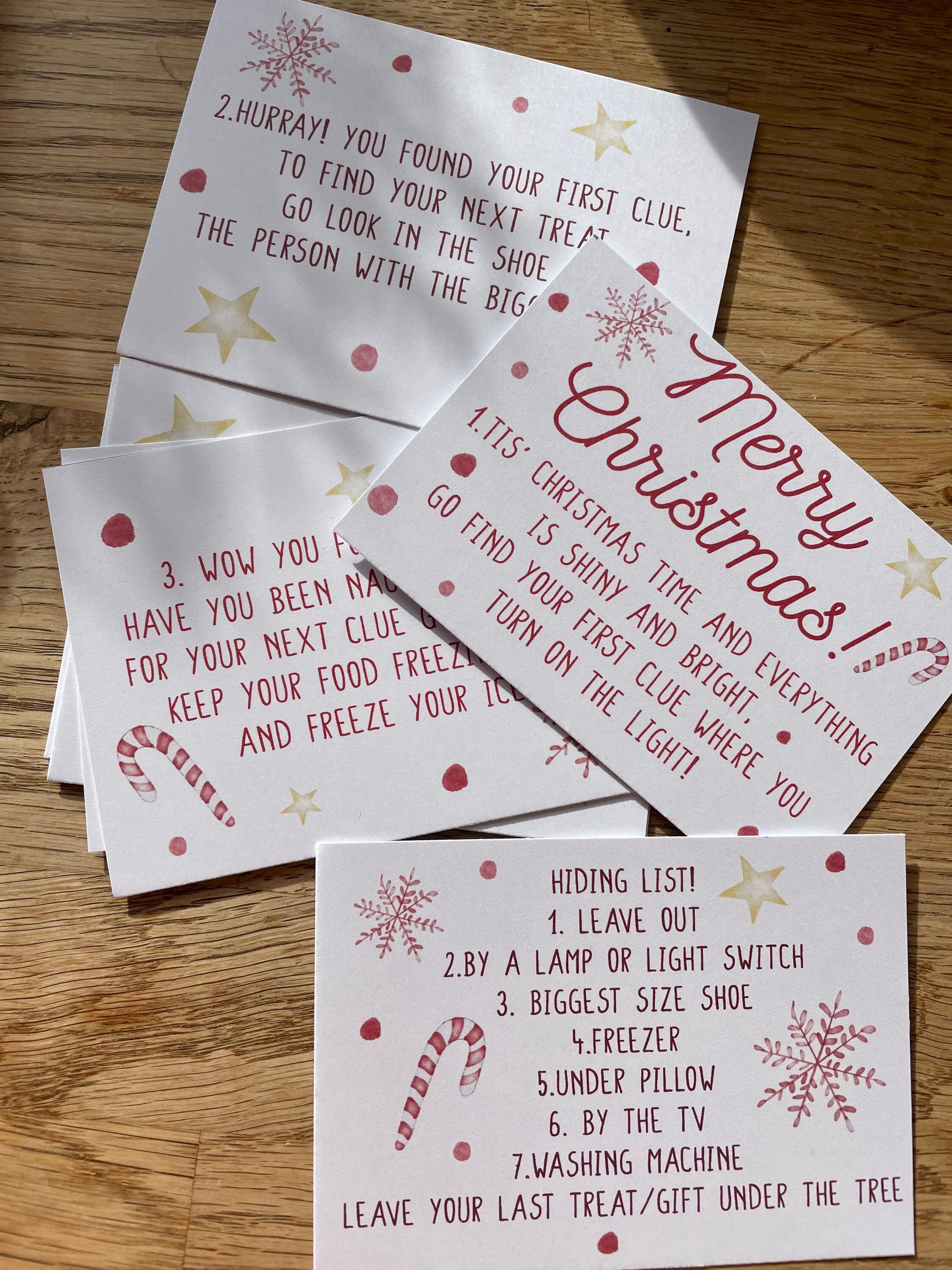 Christmas Scavenger Hunt Clue Cards, Festive Riddle Game - Etsy