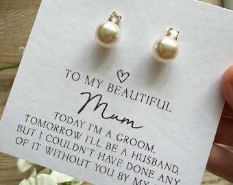 Gold Plated Mother of The Groom Stud Earrings Jewellery Gift | Mum Wedding Gifts | Thankyou Mum