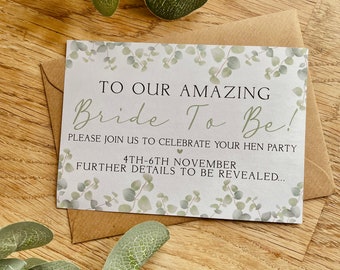 Hen Party Invitation Bride To Be Surprise Hen Do Invite