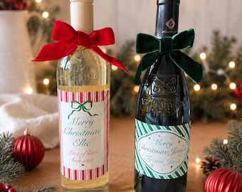 Wine bottle labels, personalised secret santa bottle sticky labels, wine NOT included