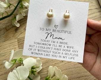 Gold Plated Mother of The Bride Stud Earrings Jewellery Gift | Mum Wedding Gifts | Thankyou Mum Bride