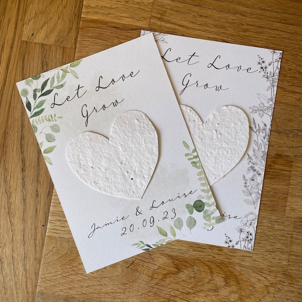 Plantable Wedding Favours Let Love Grow Seed Paper Hearts Party Favours Plastic Free. Bee Friendly Wildflower Seed paper