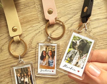 Custom Mini Photo Keychain wristlet, photo gift- Best friend gift, couples cute friendship birthday valentines gift ideas 3.1 x 5cm