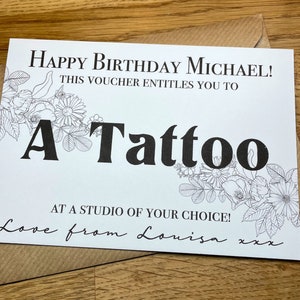 Personalized Tattoo Gift Card: Black & White Inked Design