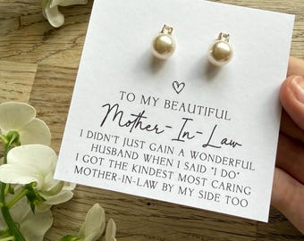 Gold Plated Mother in Law Stud Earrings Jewellery Gift | Mum Wedding Gifts | Thankyou Mum Groom