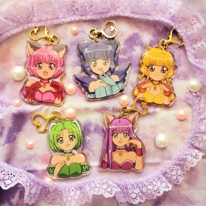 Tokyo Mew Mew 3 inch double-sided glitter Epoxy charm keychain