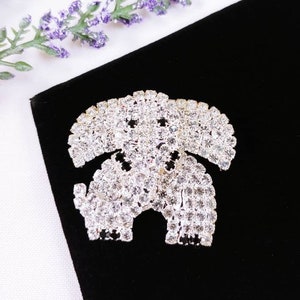 Vintage Rhinestone Elephant Brooch: Silver Tone Good Luck Pin