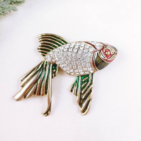 Koi Fish Brooch Enamel Gold Tone - Etsy