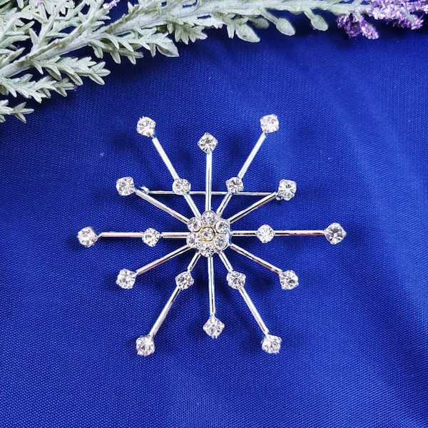 Snowflake Rhinestone Brooch - Etsy