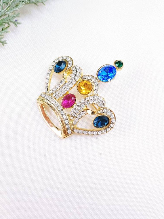 Vintage Jeweled Royal Crown Royalty Queen King go… - image 3