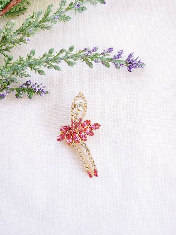 Vintage Jeweled Ballerina Dancer brooch pin lady … - image 1