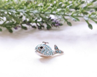 Vintage Rhinestone Whale Pin: Silver Tone Moby Dick Brooch