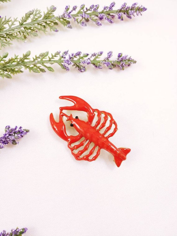 Vintage Red Lobster Maine Brooch Pin Crustacean Oc