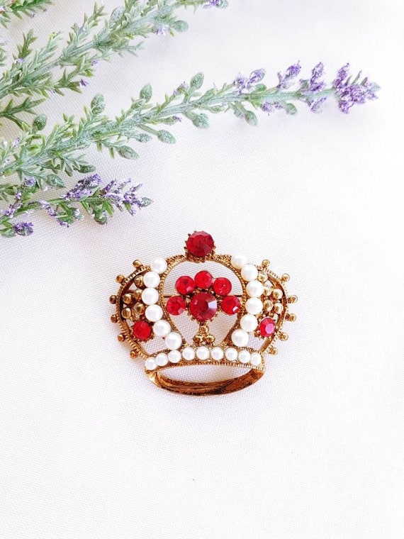 Vintage Jeweled Royal Crown Royalty Queen King gol