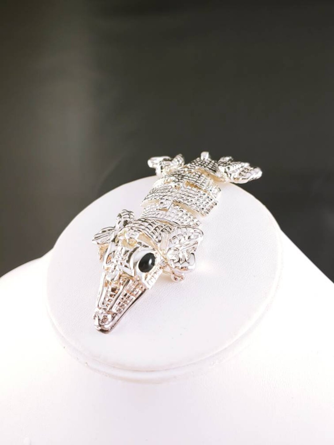 Vintage Articulated Alligator Brooch: Silver Tone Rhinestone Pin - Etsy