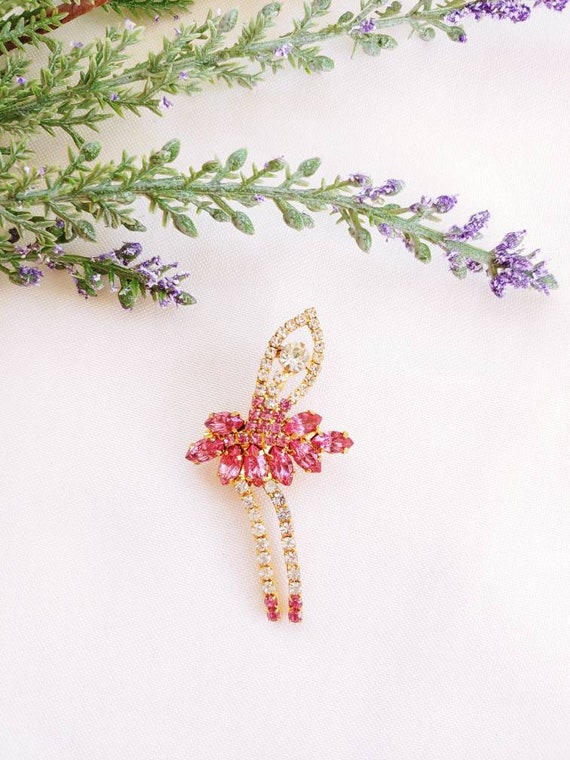 Vintage Jeweled Ballerina Dancer brooch pin lady … - image 7