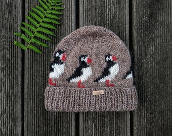 Natural beige PUFFIN hat • Authentic 100% icelandic wool Plötulopi!
