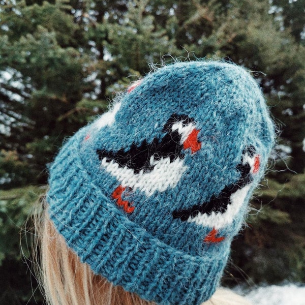 Turqoise PUFFIN hat • 100% icelandic wool Plötulopi!