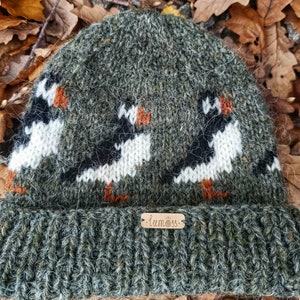 Kapelusz PUFFIN w kolorze leśnej zieleni • Oryginalna, 100% islandzka wełna Plötulopi!