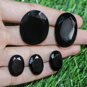 Black Onyx Glass Oval Gemstone Set: Jewelry Making Supplies