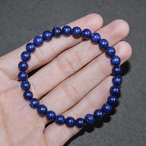 Blue Jade Bracelet Stretch Elastic Healing Gemstone Round Beaded for Men,Women