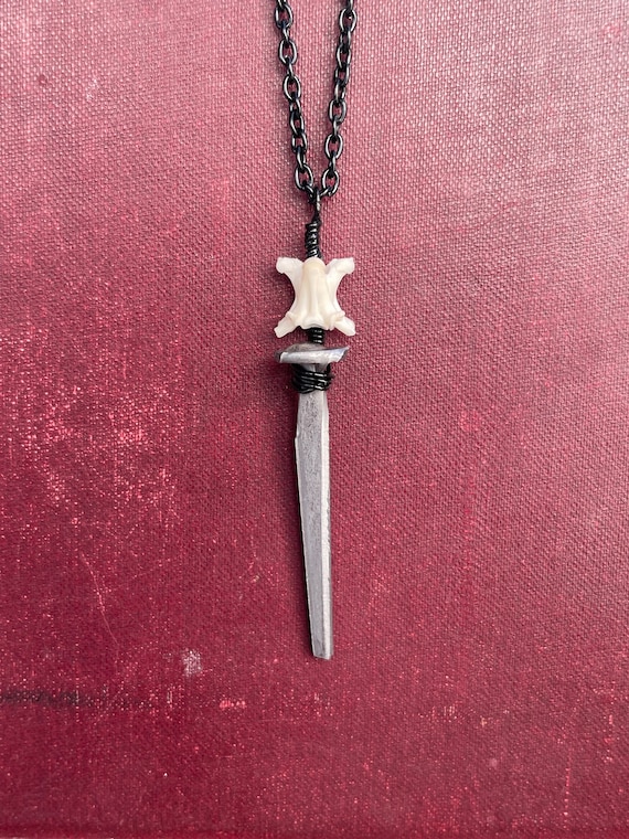 Coffin Nail and Snake Vertebrae Necklace Etsy