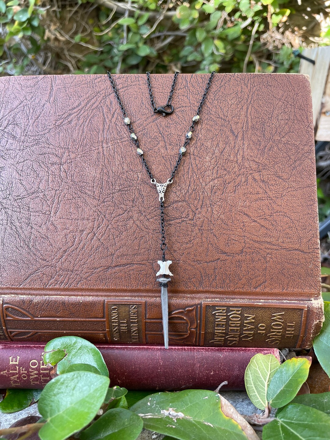 Rosary Style Coffin Nail Necklace Etsy