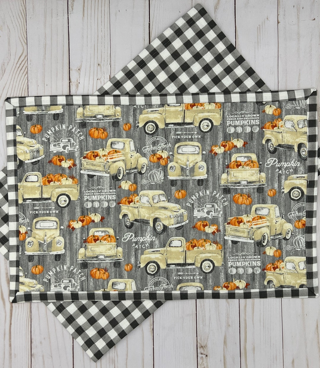 Set of 2 Rectangular Farm Truck Themed Placemats Fall Harvest Etsy